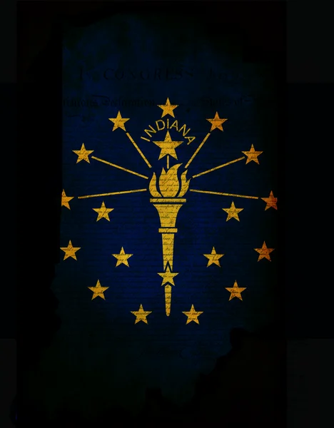 Stati Uniti d'America Indiana State Map schema con bandiera effetto grunge a — Foto Stock