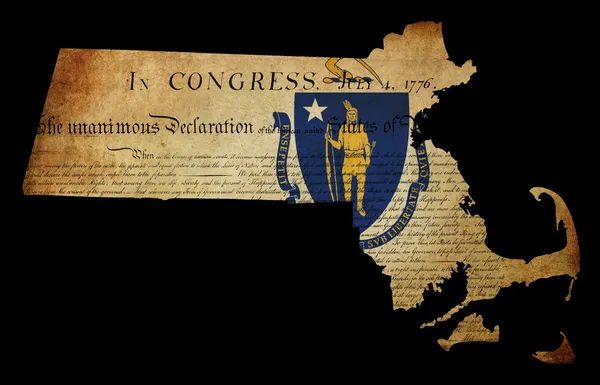 USA amerikansk Massachusetts statligt karta konturerna med grunge effekt — Stockfoto