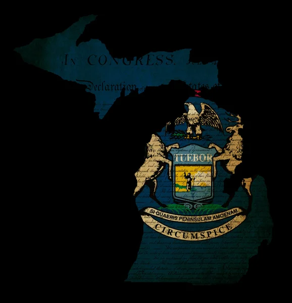 Mapa del estado de Michigan con bandera de efecto grunge — Foto de Stock