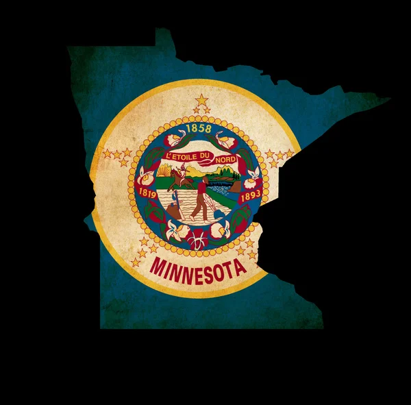 Stati Uniti d'America Minnesota State Map schema con bandiera effetto grunge — Foto Stock