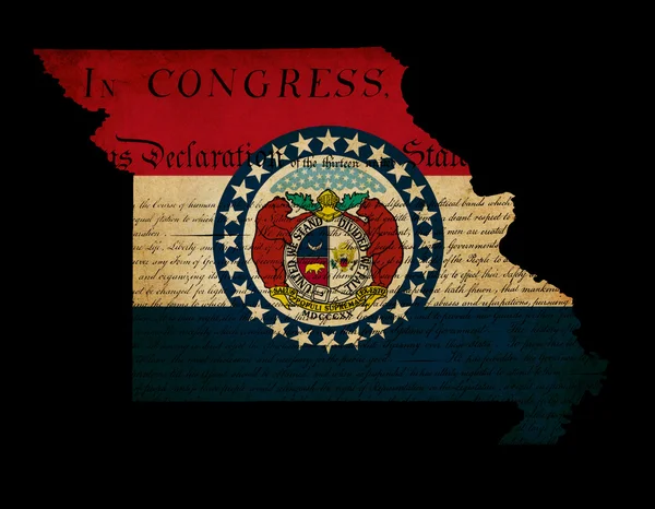 États-Unis Carte de l'État du Missouri avec drapeau à effet grunge — Photo