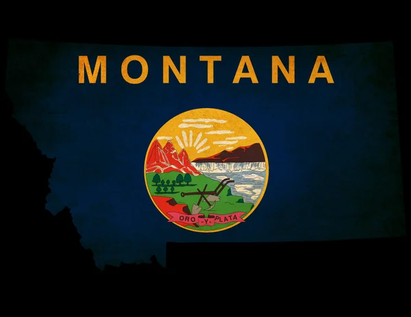 USA Amerikaanse montana staat kaart omtrek met grunge effect vlag — Stockfoto