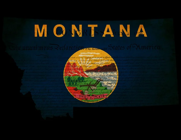 États-Unis Carte de l'État du Montana avec drapeau à effet grunge i — Photo