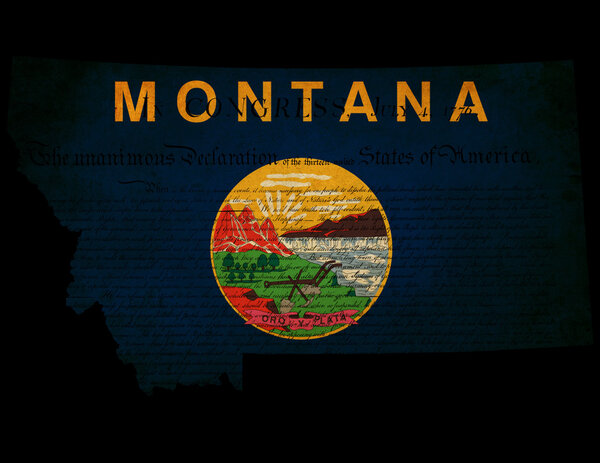 USA American Montana State Map outline with grunge effect flag i