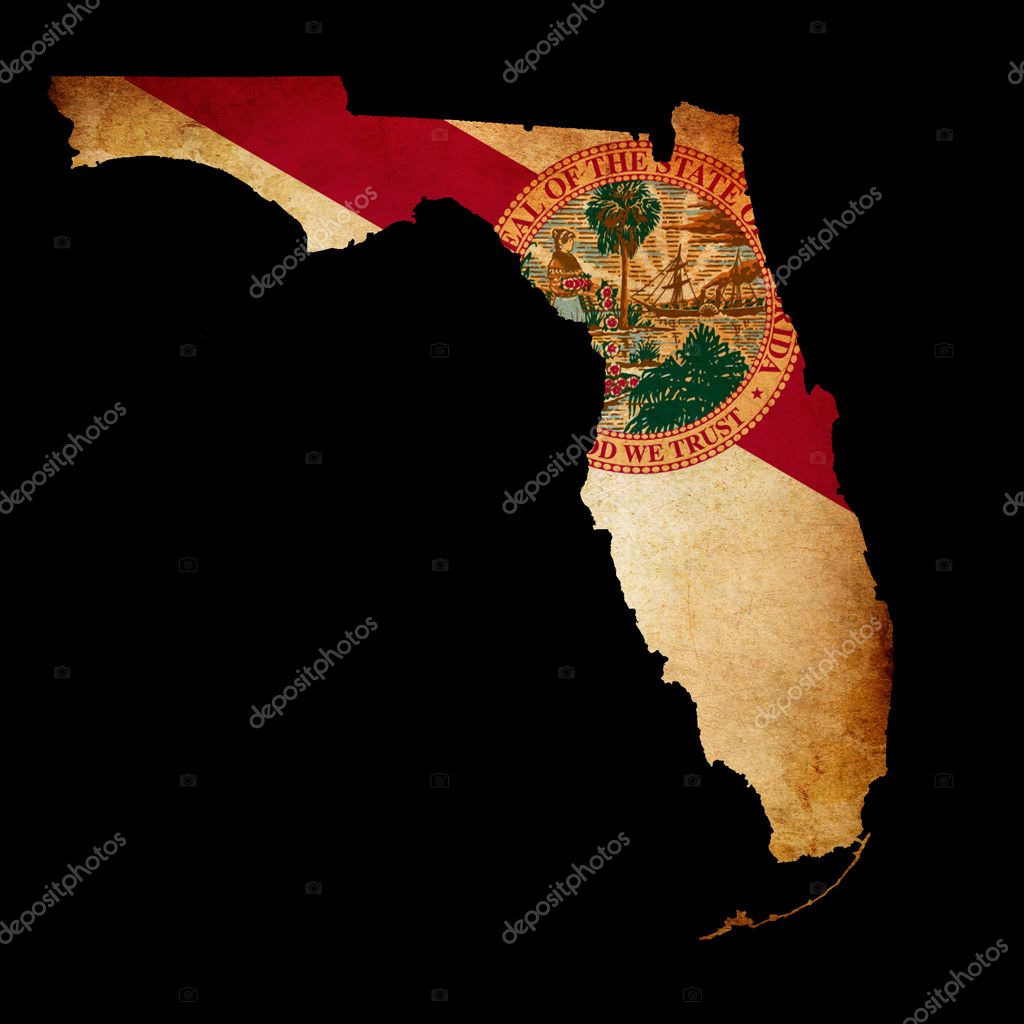 usa american florida state map outline with grunge effect flag stock photo