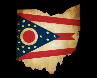 USA American Ohio State Map outline with grunge effect flag clipart