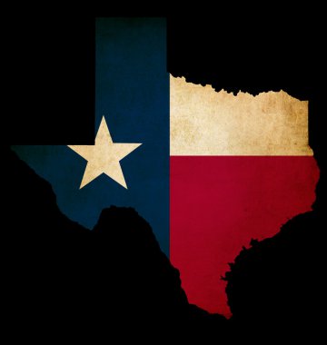 USA American Texas State Map outline with grunge effect flag