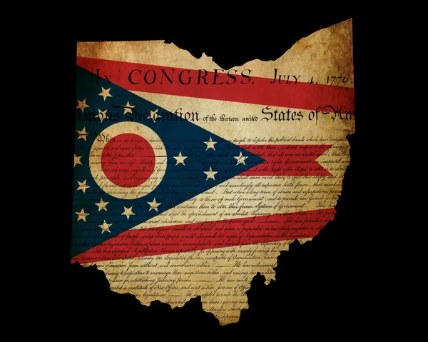 Карта штата Огайо США с изображением гранж-флага — стоковое фото
