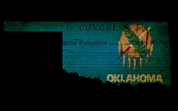 Карта штата Оклахома США с флагом эффекта гранжа — стоковое фото