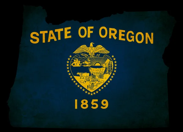 Карта штата Орегон США с флагом эффекта гранжа — стоковое фото