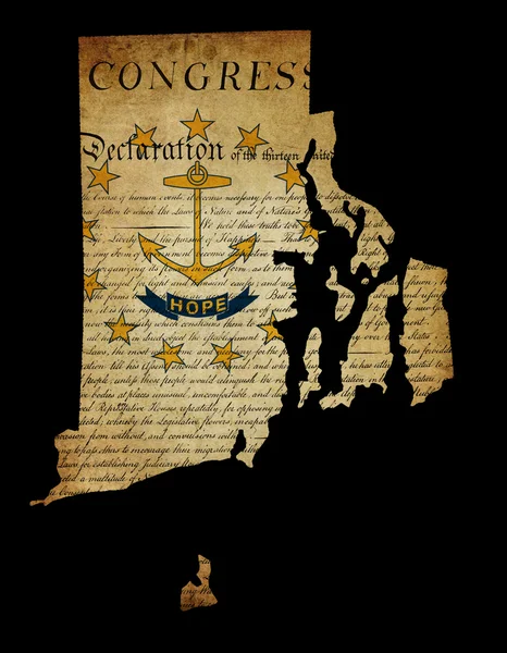 Структури США американських Род-Айленд держави карту з гранж ефект f — стокове фото