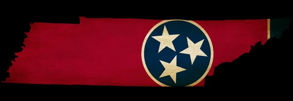 Stati Uniti d'America Tennessee State Map schema con bandiera effetto grunge — Foto Stock