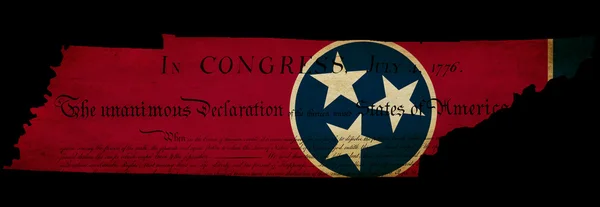 États-Unis Carte de l'État du Tennessee avec drapeau à effet grunge — Photo
