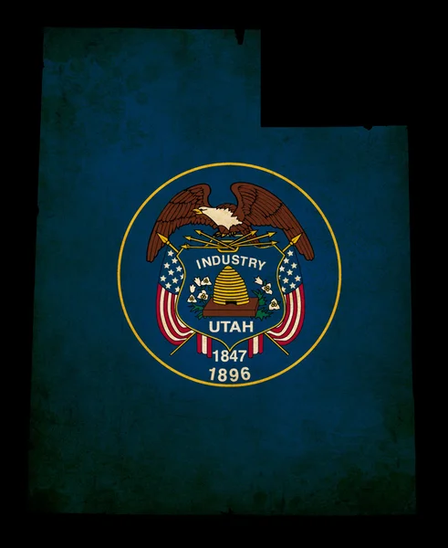 USA amerikanska utah state karta konturerna med grunge effekt flagga — Stockfoto