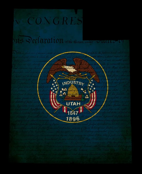USA Amerikaanse utah staat kaart omtrek met grunge effect vlag wordt — Stockfoto