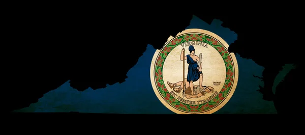 USA amerikansk virginia state karta konturerna med grunge effekt flagga — Stockfoto