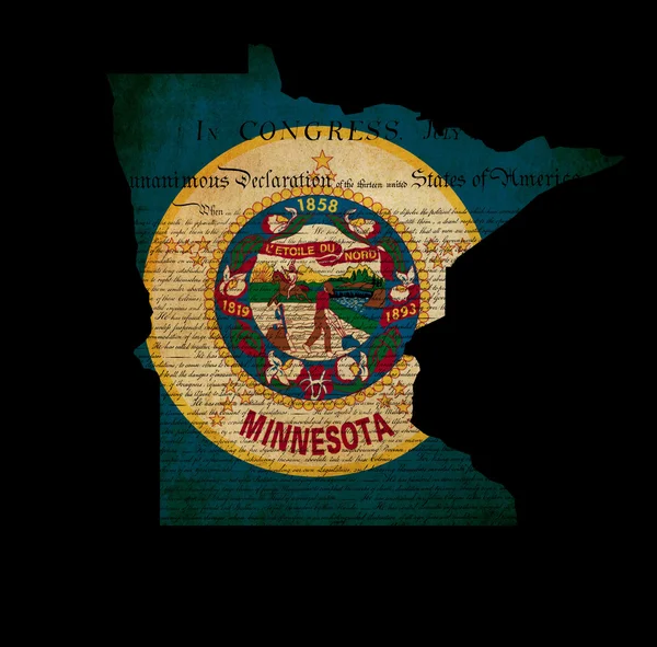 Stati Uniti d'America Minnesota State Map schema con bandiera effetto grunge — Foto Stock