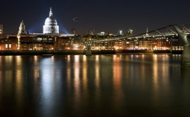 Long exposure of St Paul's cathedral in London at night with ref clipart