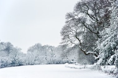 English rural countryside Winter snow landscape clipart