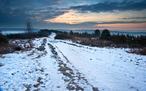 Zima wibrujący wschód krajobraz krajobrazy pokryte śniegiem — Zdjęcie stockowe
