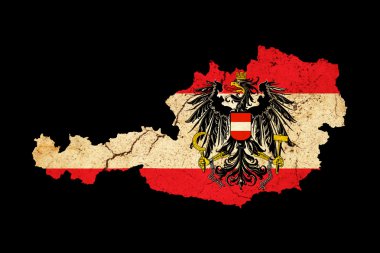 Austria grunge map outline with flag clipart