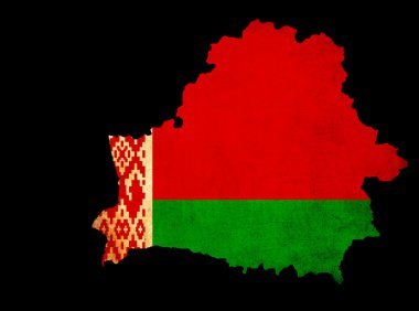 Belarus grunge map outline with flag clipart