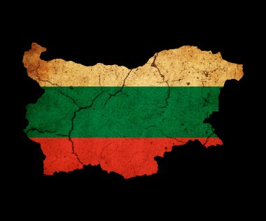 Bulgaria grunge map outline with flag clipart