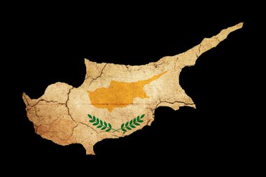 Cyprus grunge map outline with flag clipart