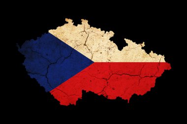 Czech Republic grunge map outline with flag clipart