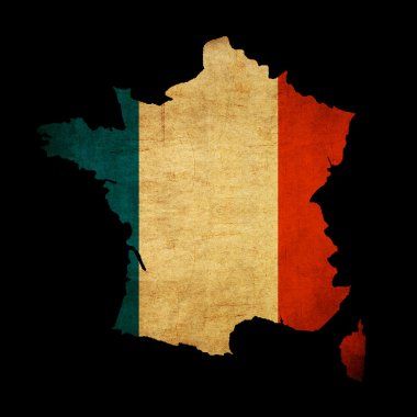 France grunge map outline with flag