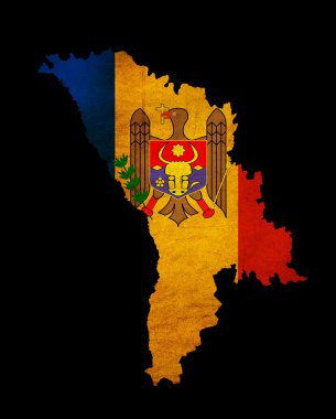 Moldova grunge map outline with flag clipart