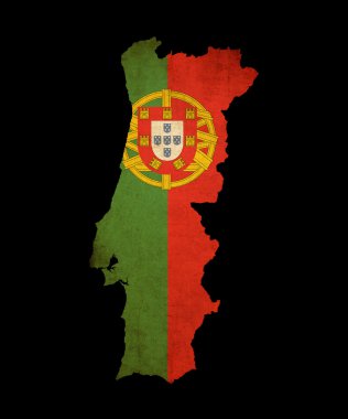 Portugal grunge map outline with flag clipart