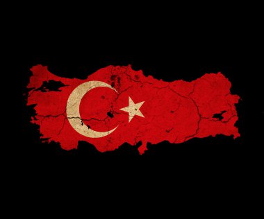 Turkey grunge map outline with flag clipart