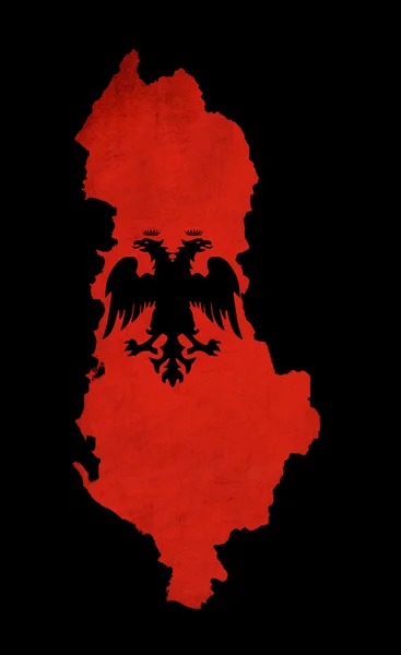 Albanien grunge karta konturerna med flagga — Stockfoto