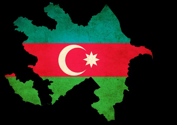 Azerbijan grunge map outline mit Fahne — Stockfoto