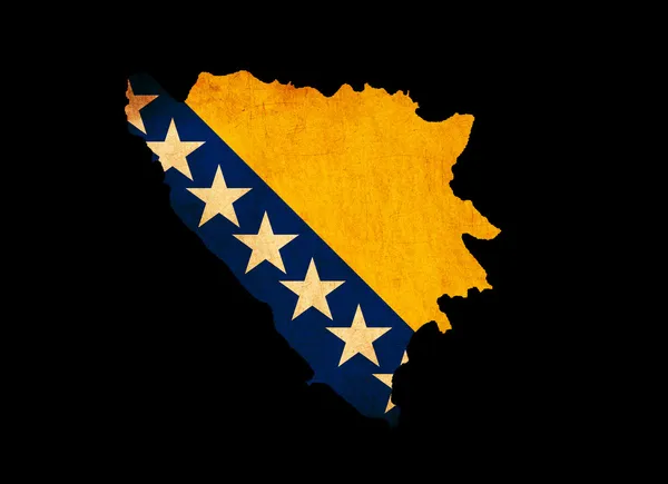 Bosnien Hercegovina grunge karta konturerna med flagga — Stockfoto