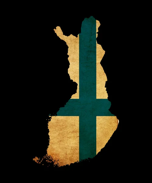 Finlande contour de carte grunge avec drapeau — Photo