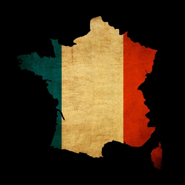 Francja ilustracja mapa konspektu z flagą — Zdjęcie stockowe
