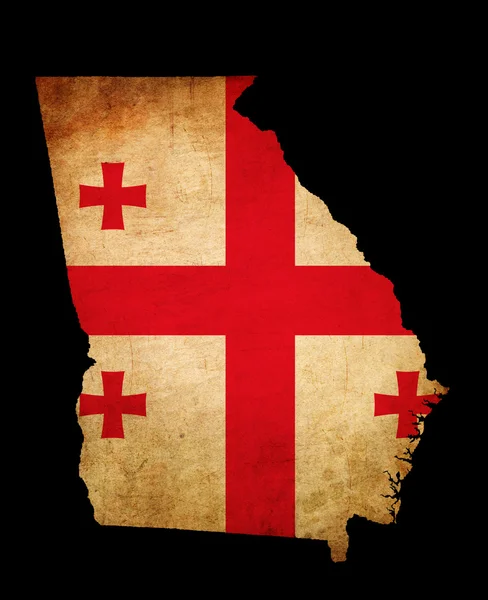 Georgien grunge karta konturerna med flagga — Stockfoto