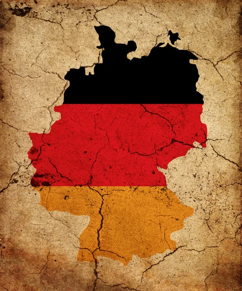 Germany grunge map outline mit Fahne — Stockfoto
