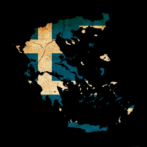 希腊 grunge 地图轮廓与标志 — 图库照片