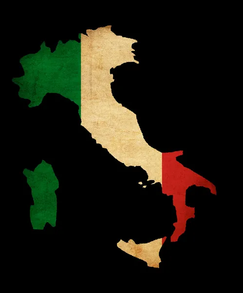 İtalya grunge harita anahat bayrak ile — Stok fotoğraf