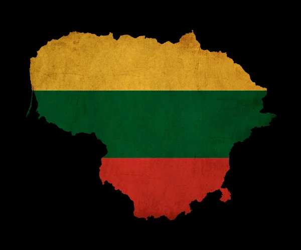 Lithuania grunge map outline with flag — Stok fotoğraf
