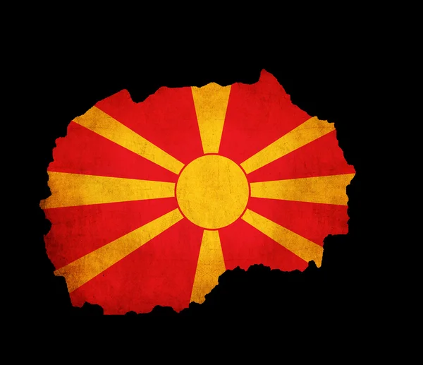 Macedonia grunge mappa contorno con bandiera — Foto Stock