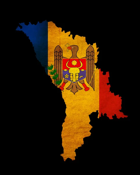Moldova grunge map outline with flag — Stock Photo, Image