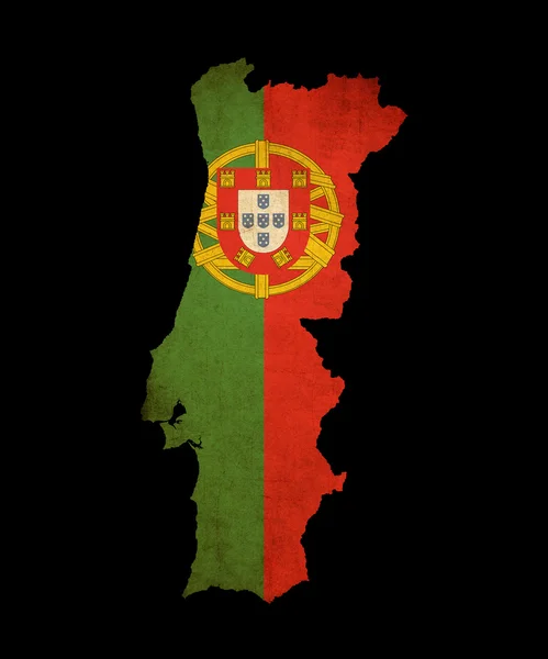 Mapa grunge Portugal esquema con bandera —  Fotos de Stock