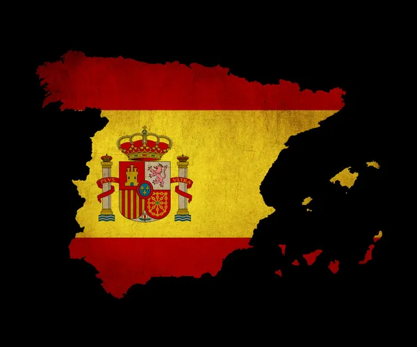 Spanien grunge map outline mit flagge — Stockfoto