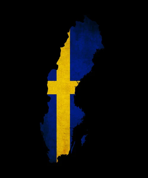 Mapa grunge de Suecia con bandera —  Fotos de Stock