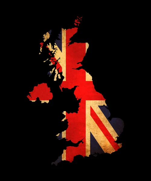 United Kingdom grunge map outline with flag — Stock Photo, Image