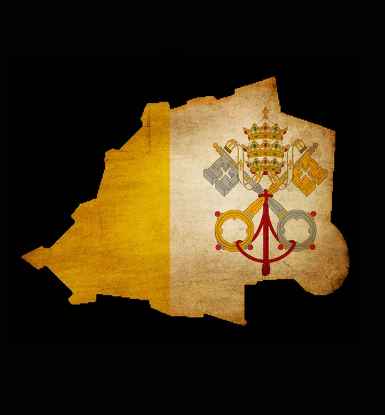 Watykan ilustracja mapa konspektu z flagą — Zdjęcie stockowe